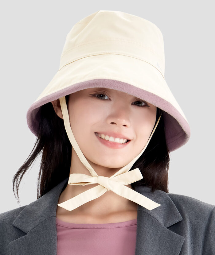 石墨烯雪山絨保暖雙面戴漁夫帽-女